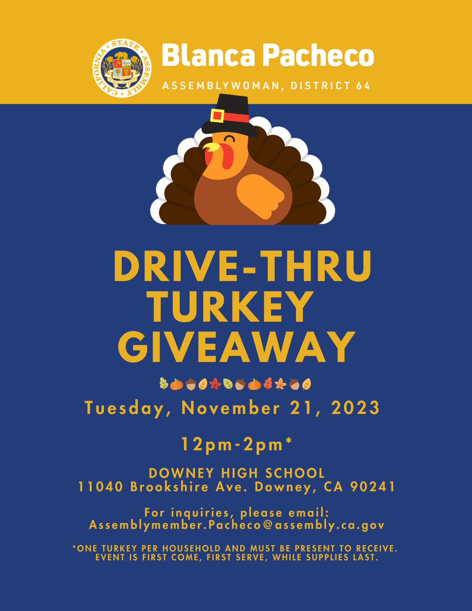 Turkey Giveaway Official Website Assemblymember Blanca Pacheco